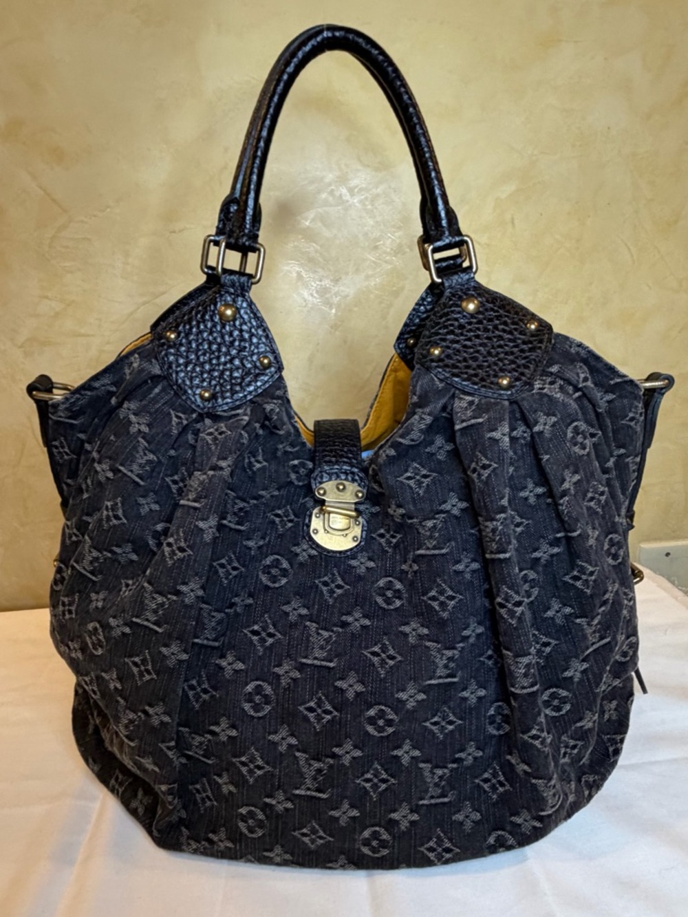 Louis Vuitton Monogram Denim Mahina XL Tote Bag Black